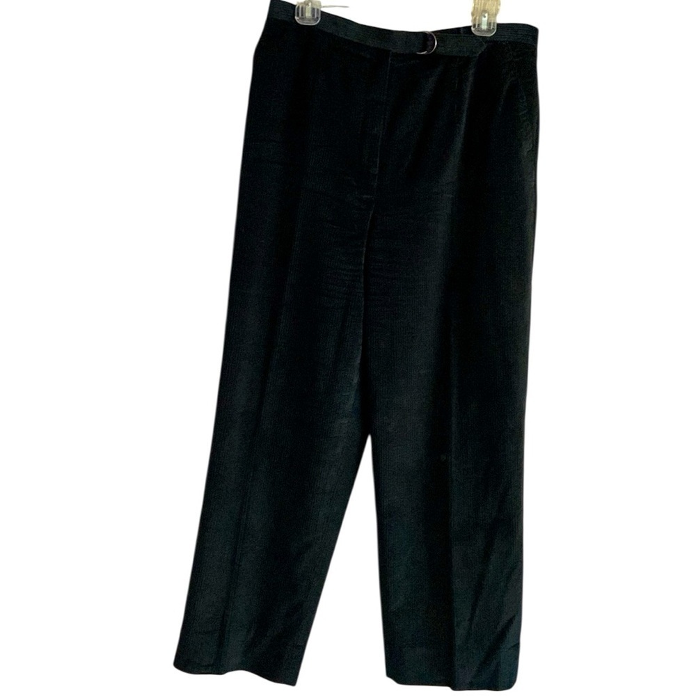 Vintage Carlisle Women’s Black Corduroy Ribbed Cotton Silk Trousers Plus Size 14